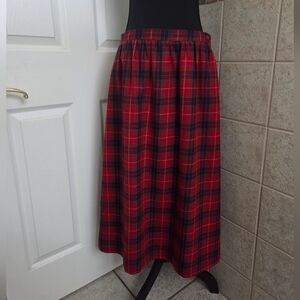 Vintage Personal Red Plaid Preppy Academia Cabincore Midi Skirt Size 10
